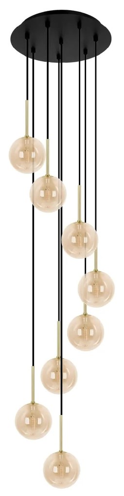 Lampa wiszaca spiralna -Galaxy 8, bursztynowe klosze, do nowoczesnych wnętrz