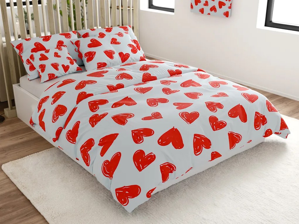 PrzytulneMieszkanie.pl PrzytulneMieszkanie.pl Bawełniana pościel WARM HEART jasnoniebieska Rozmiar pościeli: 70 x 90 cm | 140 x 200 cm