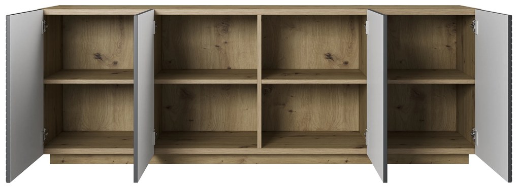 Komoda Asha 200 cm czterodrzwiowa - artisan / rivier stone mat