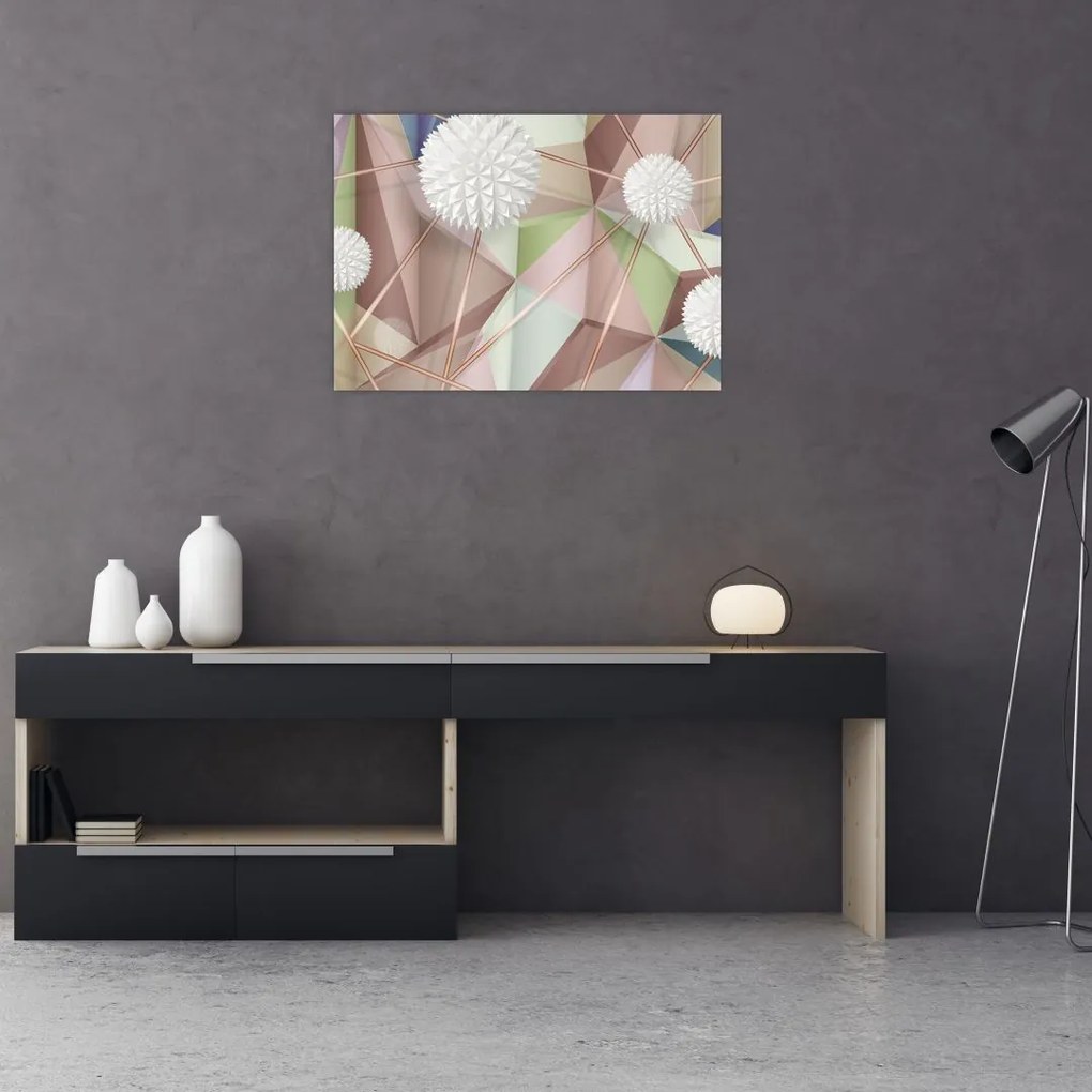 Obraz na szkle - Abstrakcja 3D w pastelowych kolorach (70x50 cm)