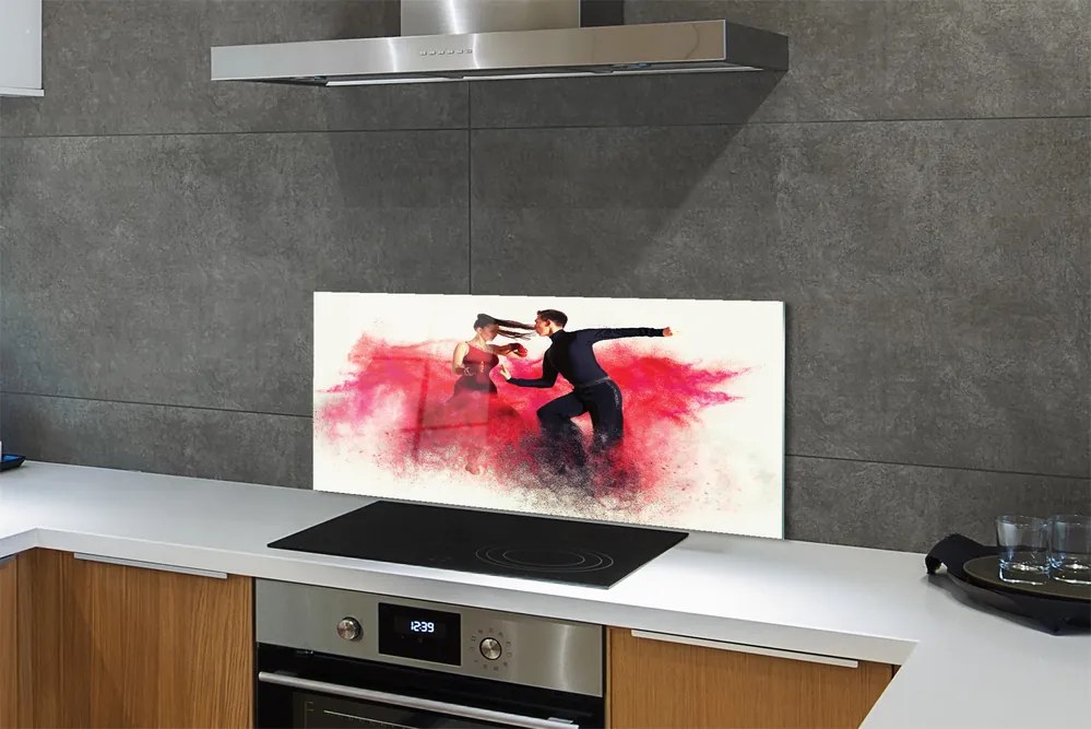 Szklany Panel Taniec w Czerwonym Dymie