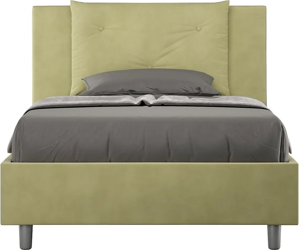 Łóżko wyposażone w stelaż z listwami tapicerowane 120x190 microfibra zielony Appia