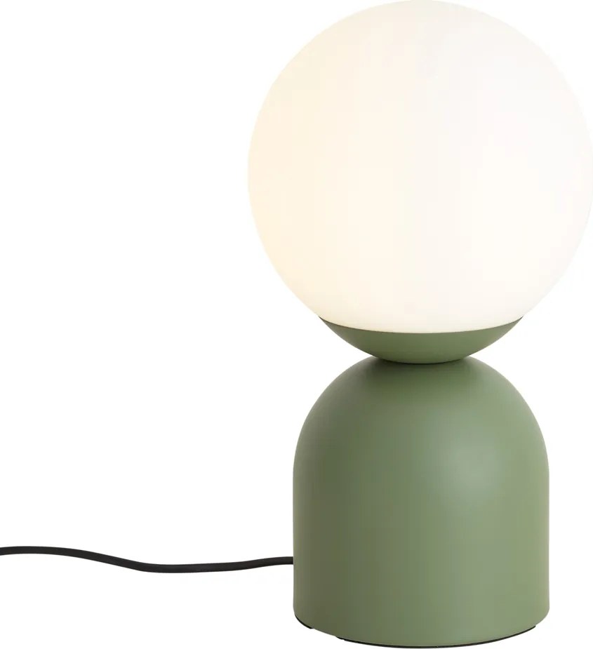 Lampa stołowa Hotel Chic zielona ze szkłem opalowym - Pallon Trend