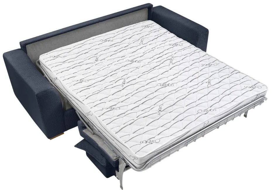 Ciemnoniebieska sztruksowa rozkładana sofa 225 cm Augustin – Bobochic Paris