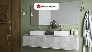 Szafka łazienkowa wisząca   pod umywalkę - Szary - szer. 150 cm - ISAURE II