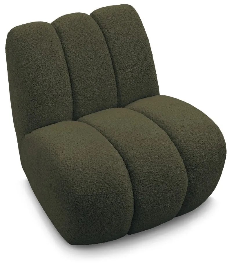 Zielony fotel z materiału bouclé Janissaire – Bobochic Paris