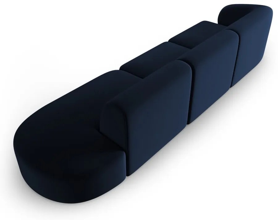 Niebieska aksamitna sofa lewostronna 311 cm Paolo – Milo Casa