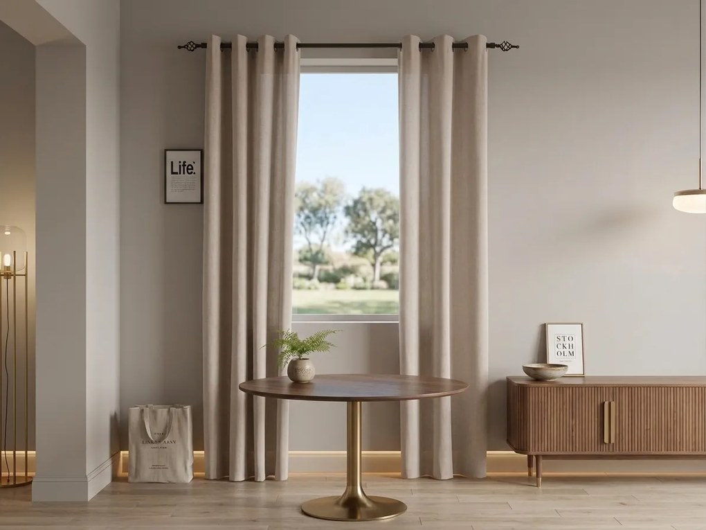 Zasłona TAVIO 140x250 cm, jasnobeżowa Zawieszanie: Metalowe pierścienie