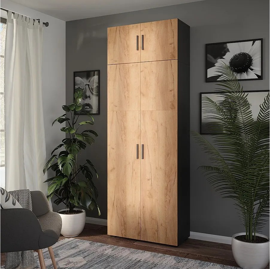 Szafka uniwersalna antracyt/złoty dąb 80x37x223.8 ingo