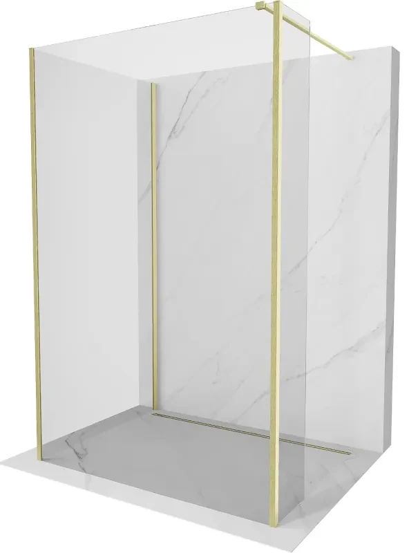 Mexen Kioto ścianka prysznicowa Walk-in 125 x 70 x 40 cm, transparent, złota szczotkowana - 800-125-070-221-55-00-040