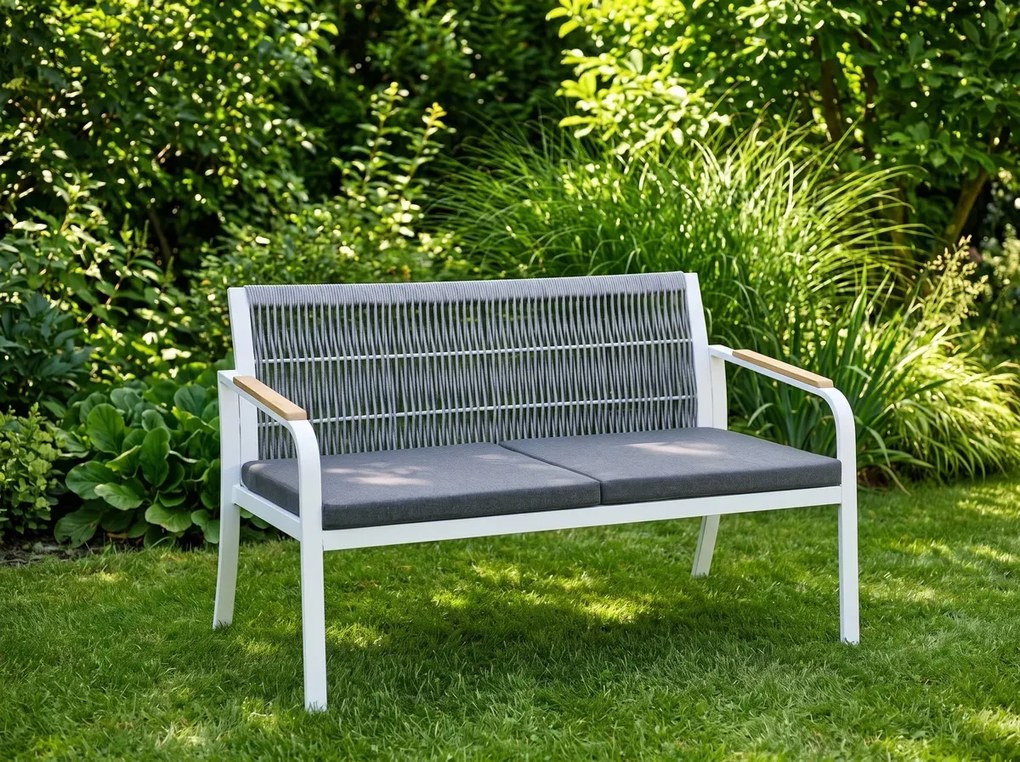 Dwuosobowa Sofa Ogrodowa Aluminiowa 122 cm RARO biała, szara