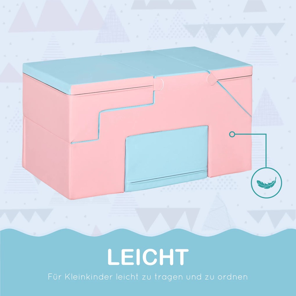 HOMCOM Zestaw klocków komplet 2 klocków dla dzieci w wieku 12-36 miesięcy EPE różowy + niebieski