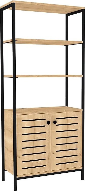 Regał na książki – 70 cm x 162,2 cm x 34 cm – Czarny i szafirowy – Metal i płyta wiórowa