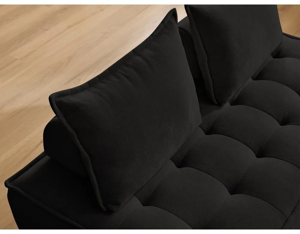 Czarna sofa z tkaniny szenilowej 175 cm Elisa – Bobochic Paris