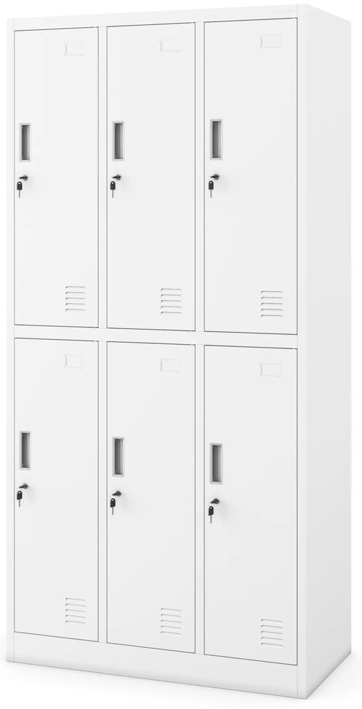 Szafka socjalna ubraniowa BHP biała: 6-drzwiowa IGOR 900 x 1850 x 450 mm