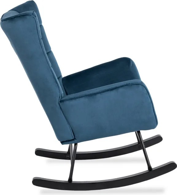 Fotel Bujany na Biegunach Uszak Wypoczynkowy JACKSON Granatowy Welurowy do Salonu Nowoczesny