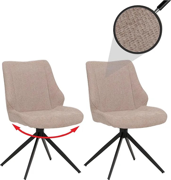 Krzesło do jadalni MCW-O48 (zestaw 2 szt.),  beżowe