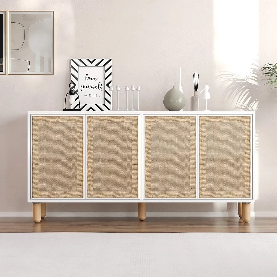 Komoda – 150 cm x 73 cm x 36 cm – Biała – Płyta wiórowa