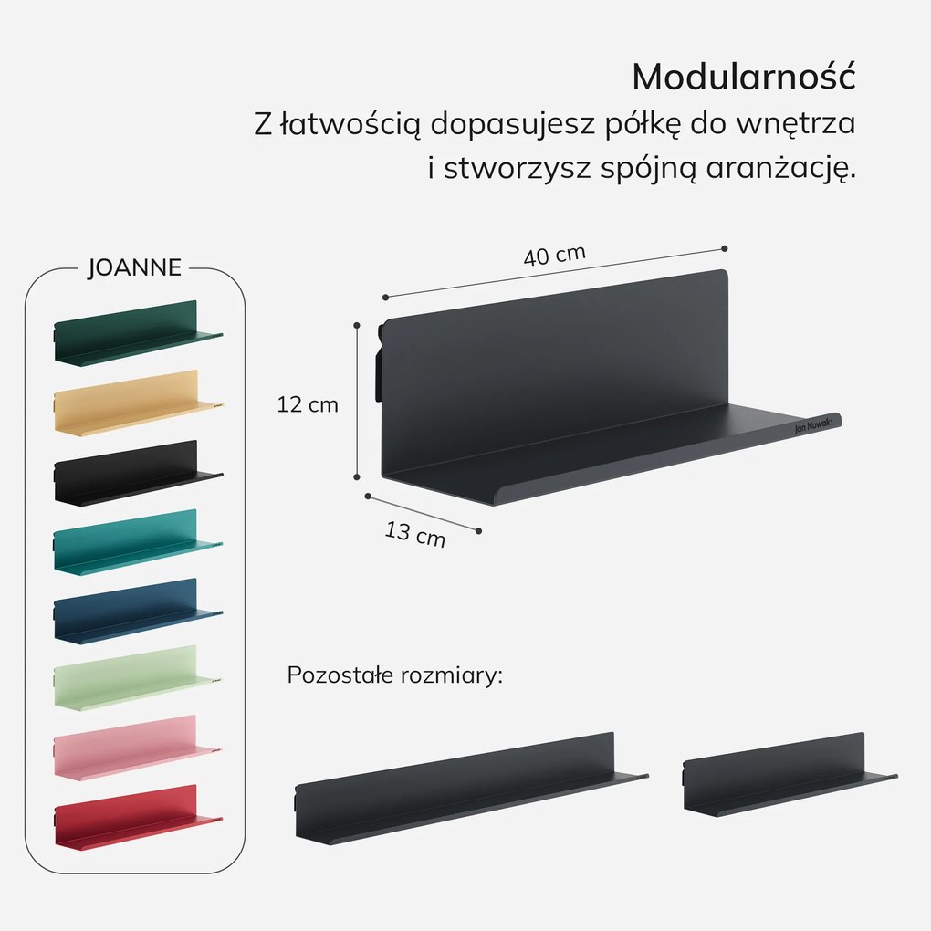Półka wisząca JOANNE 400 mm, antracytowa
