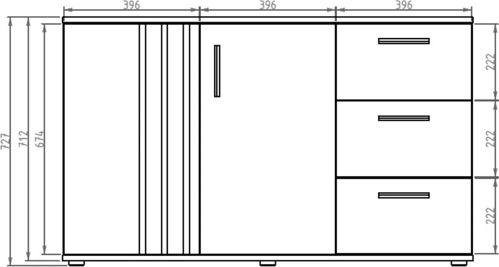 Komoda TECTONIC 119,8 cm do Salonu Sypialni Biały