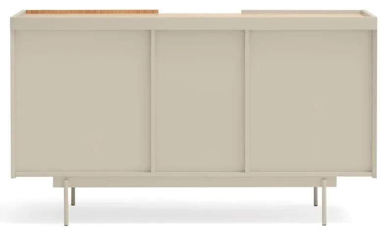 Beżowo-naturalna niska komoda w dekorze dębu 130x78 cm Otto – Teulat