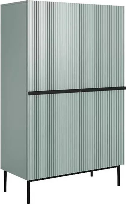 Kredens Nicole z metalowymi uchwytami i nogami 100 cm - szałwia / czarne nóżki - Limitowana oferta