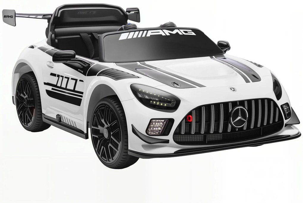 AIYAPLAY Elektryczny samochód Mercedes, Pojazd na siedzenie dla dzieci, Akumulator 12V, światła LED, funkcja muzyczna, klakson, 3-8 lat, Biały