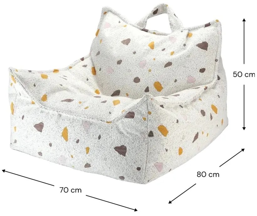Biały dziecięcy worek do siedzenia z materiału bouclé/z tkaniny szenilowej Terrazzo Chair – Wigiwama