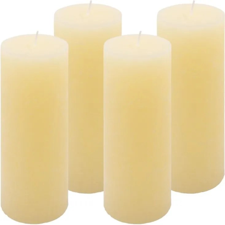 Zestaw świec rustykalnych, 20 cm, Ø 7,5 cm, kremowe, 4 szt.