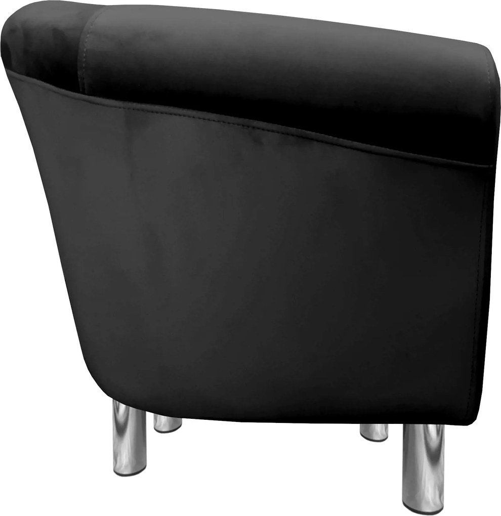 Fotel Milo tkanina Welur wygodny fotel tapicerowany do salonu i sypialni : Kolor nogi - Chrom, Kolor tkaniny - VELVET - MG19, Wysokość nogi - 15 cm