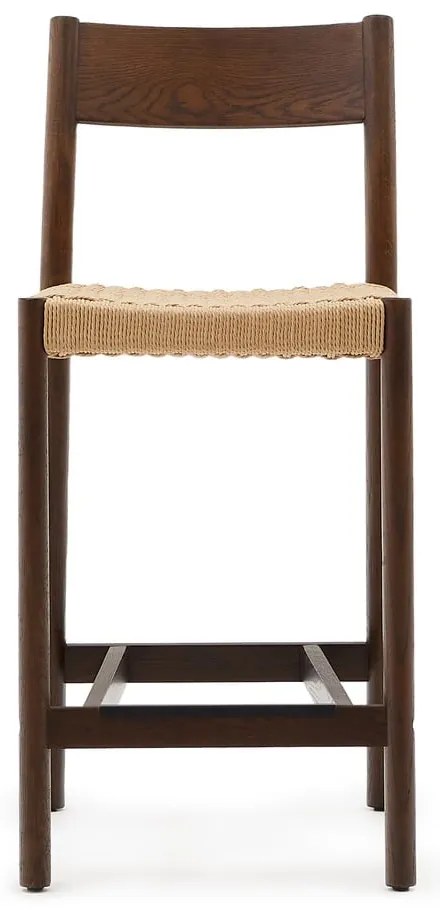 Brązowy hoker z litego drewna dębowego (wysokość siedziska 65 cm) Yalia – Kave Home