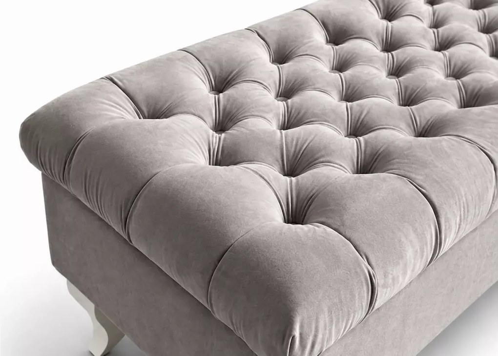 Elegancki podnóżek 90 cm głęboko pikowany w stylu glamour