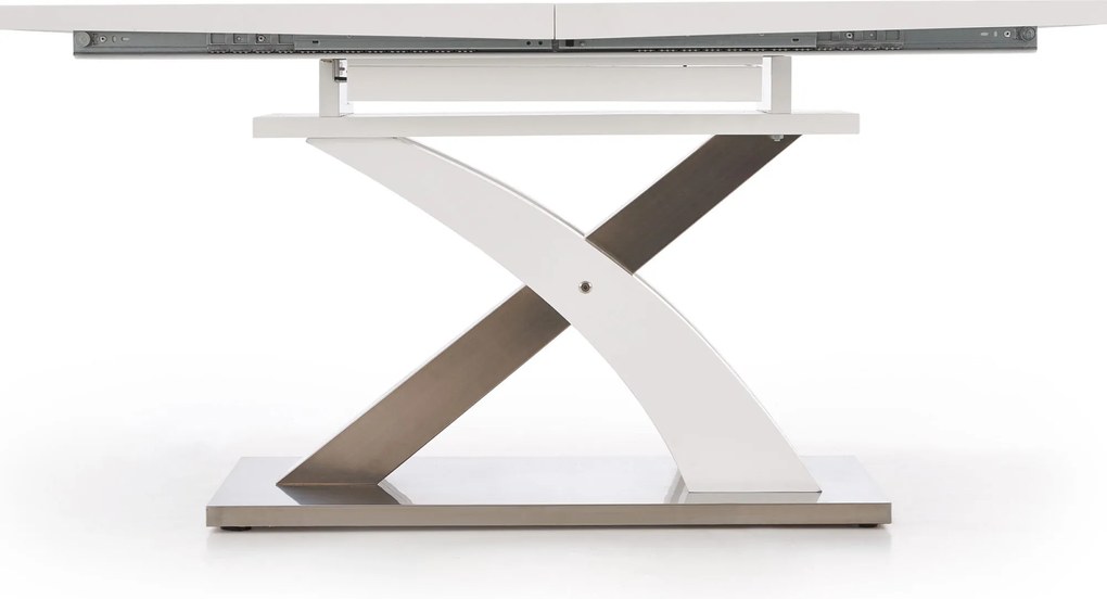 Biały rozkładany stół Sandor 2 ze szklanym blatem