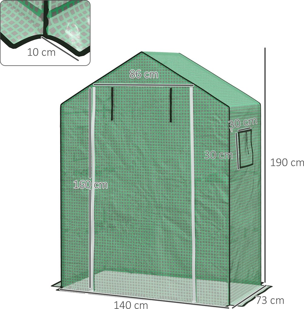 Outsunny Zastępcza Folia do Szklarni, Rolowane Drzwi, Okno Siatkowe, Zielony, 143 x 70 x 190cm, Zielony