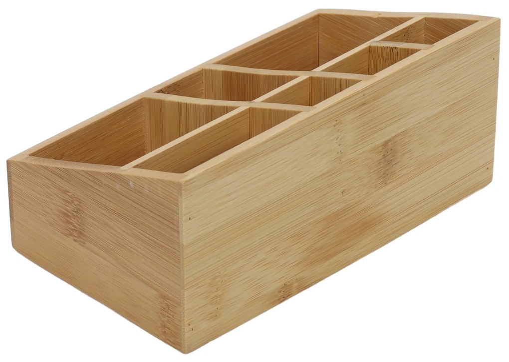Organizer na kosmetyki bambusowy, naturalny, 17 x 10 x 8 cm
