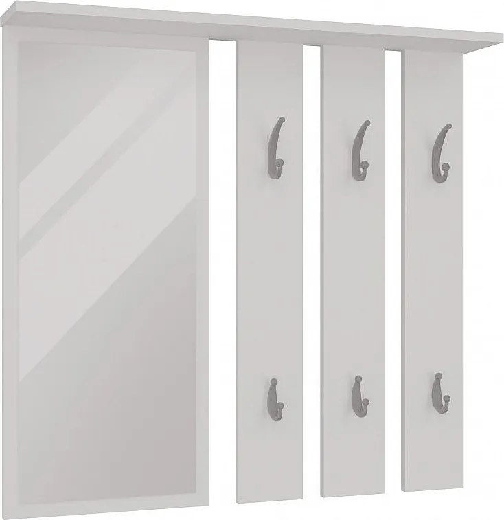 Wieszak Opal | Biały |  85x15x82 cm | Lustro z Półką i Wieszakami