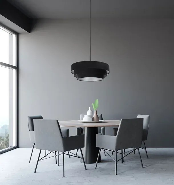 Czarno-srebrna potrójna lampa wisząca - 22X S438 R7-S13