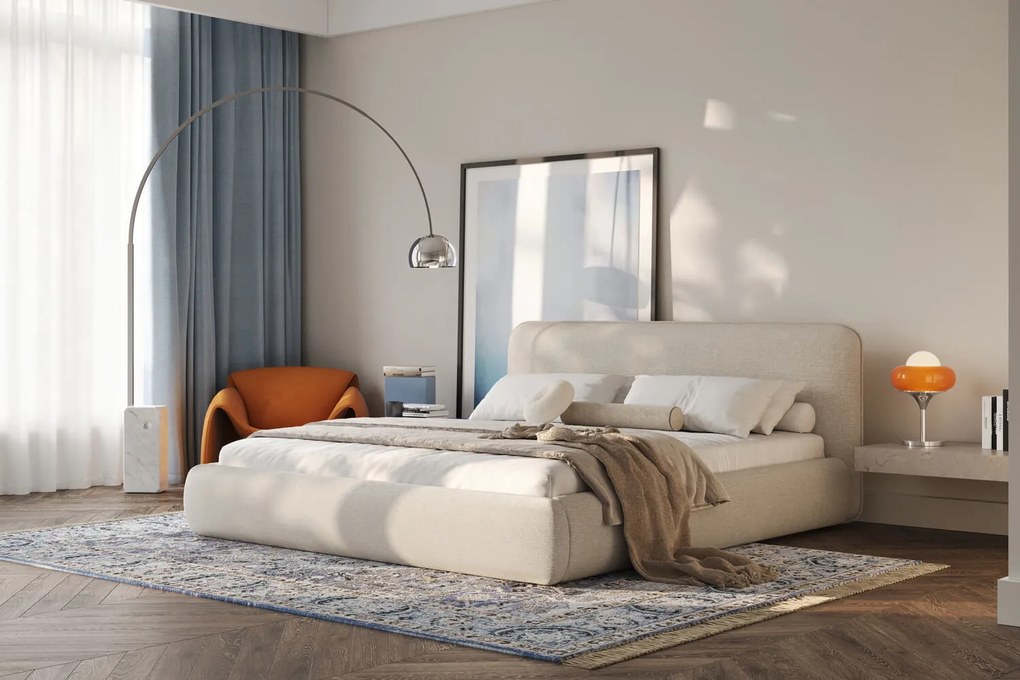 Łóżko Odette 160x200, tkanina STORM 02, stelaż metalowy