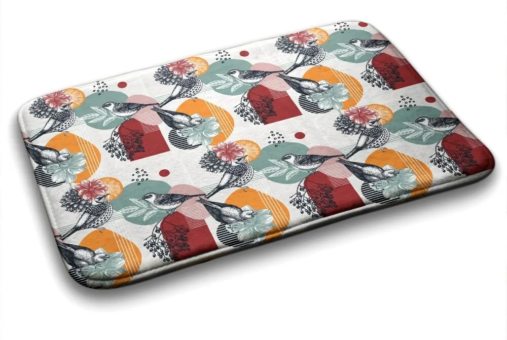 Dywanik łazienkowy Dywanik łazienkowy Ptaki Kwiaty Wzór