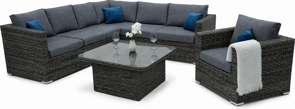 Zestaw rattanowy MALIBU dla 6 osób (szary)