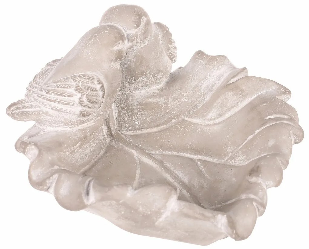 Betonowy karmnik dla ptaków Leaf, szary, 21 x 17 x9 cm