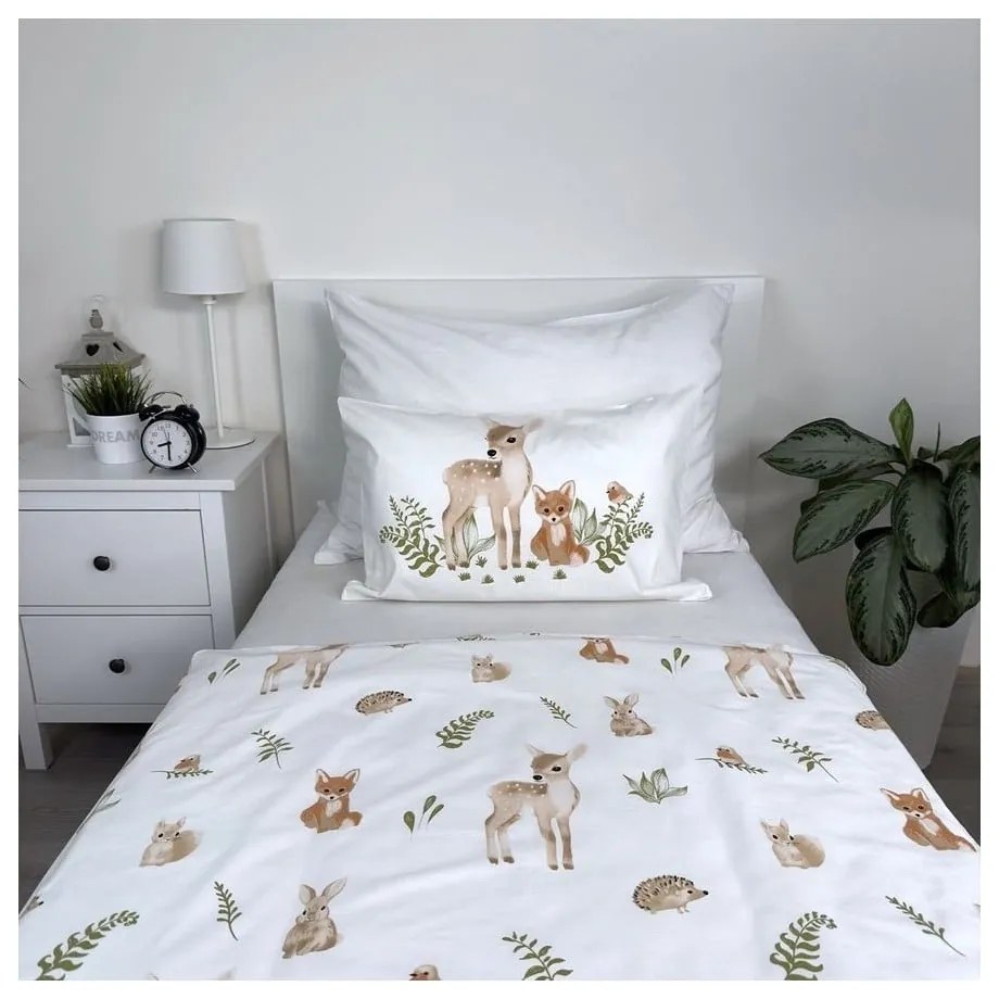Biało-brązowa bawełniana pościel dziecięca do łóżeczka 100x135 cm Forest Animals – Jerry Fabrics