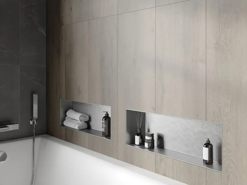 Mexen X-Wall-NR półka wnękowa bez kołnierza 60 x 20 cm, inox - 1911602010