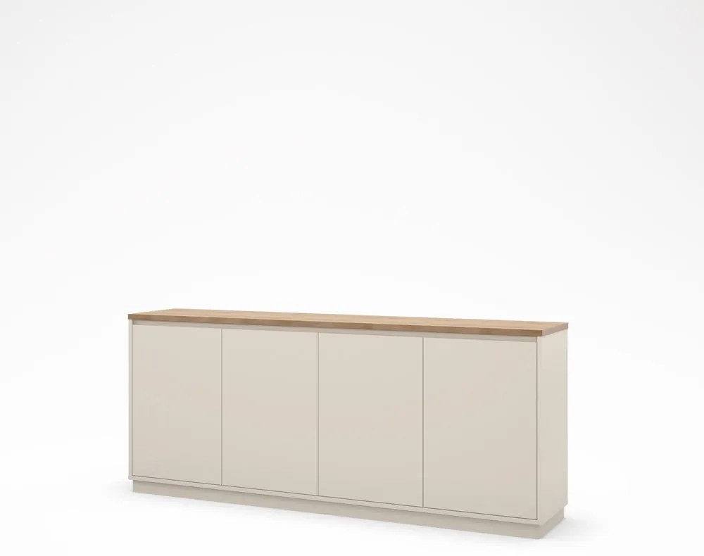 Beżowa komoda w dekorze dębu 201x84x40 cm Loreta – Marckeric