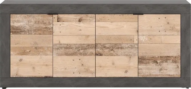 Komoda Czterodrzwiowa BLAGO 180 cm Surowy Dąb/Czarny Loft