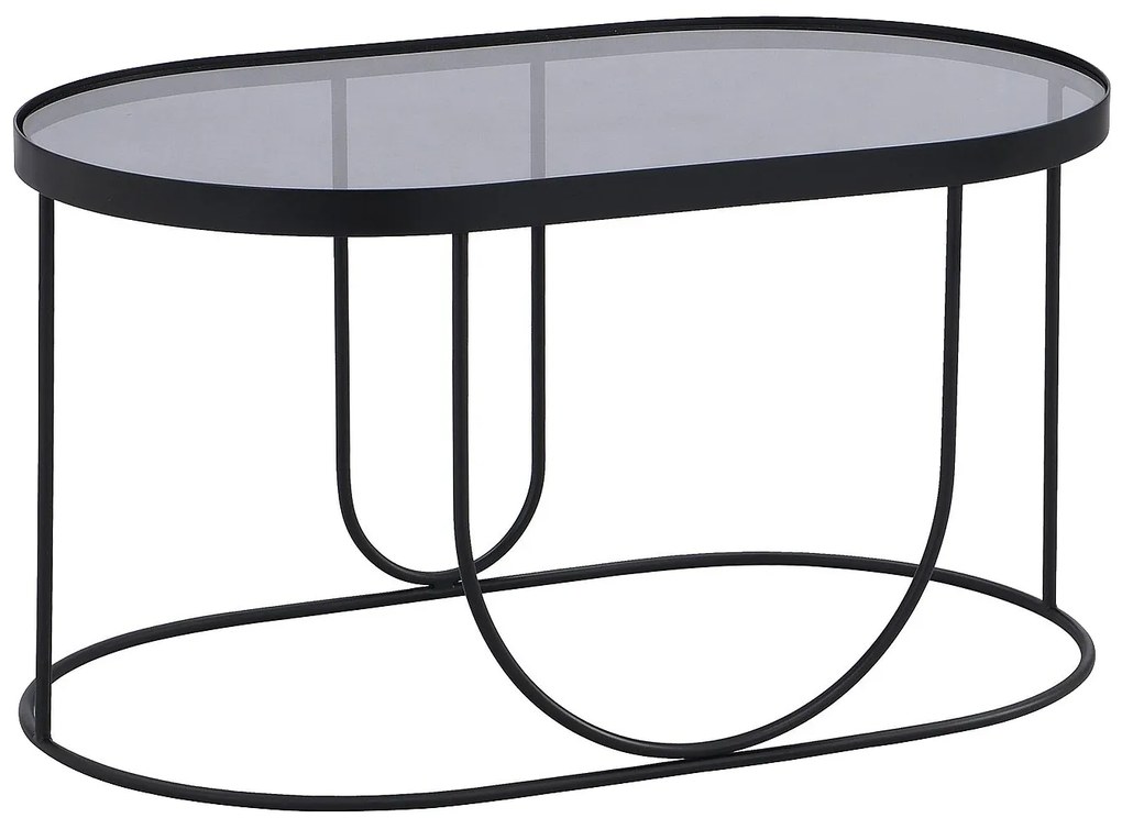 Stolik kawowy z metalu i szkła dymionego - Czarny i Przezroczysty - PRETORIA