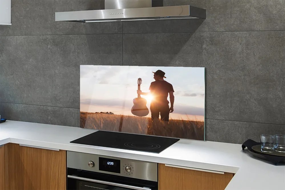 Szklany Panel Muzyk z Gitarą