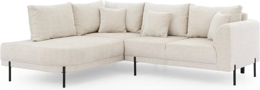 Beżowy narożnik z tkaniny szenilowej (lewostronny/w kształcie litery L) Mauris – Ropez