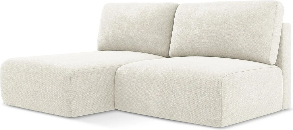 Otwarty Lewy narożnik z funkcją spania - z tkaniny szenilowej - biały - KONA