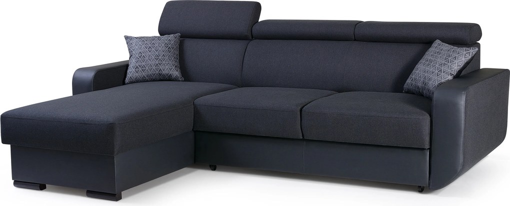 Masseno Narożnik PALAZZO z funkcją spania i pojemnikiem na pościel Narozniki L, Rozkładana sofa - Czarny, INARI 100+MADRYT 910